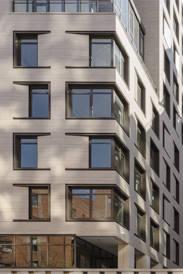 212 West 95 Street Corner window at porcelain cladding facade