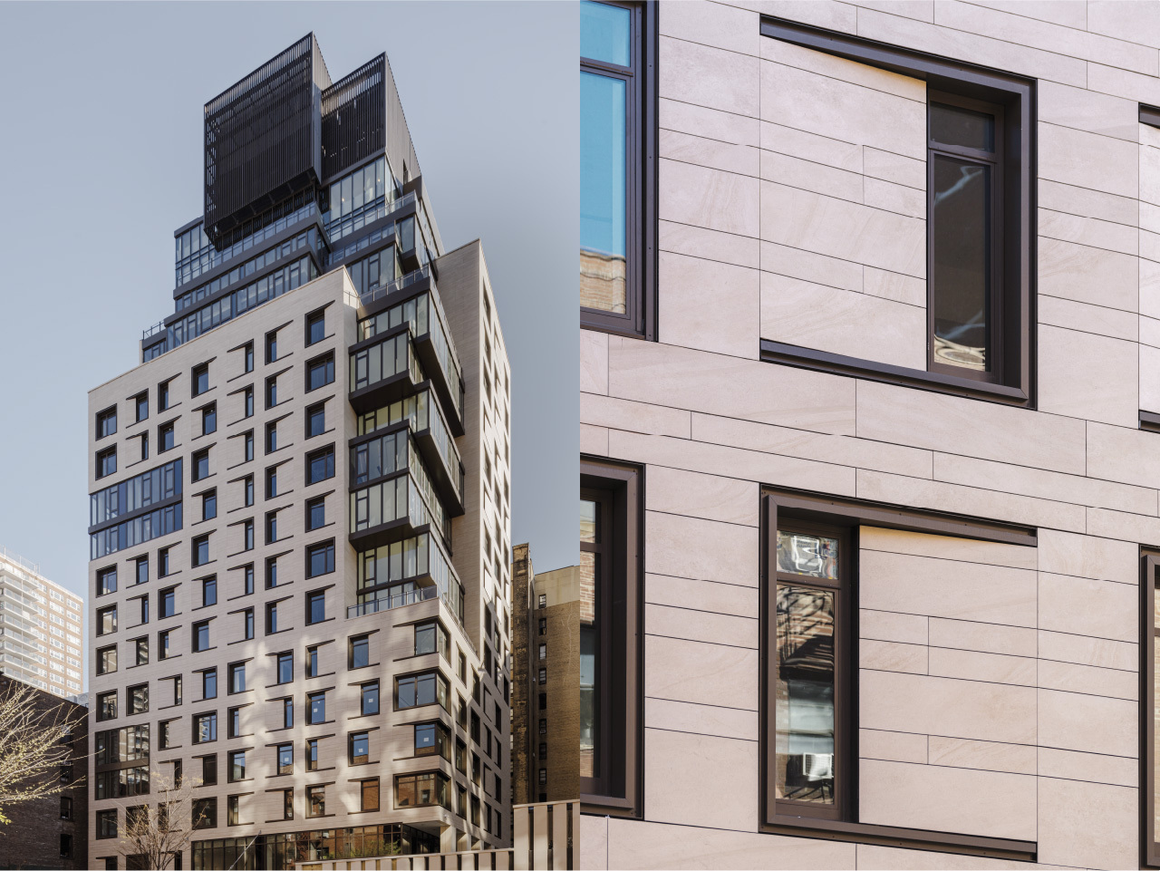 212 West 95 Street High rise building with porcelain cladding rainscreen and window detail at porcelain rainscreen