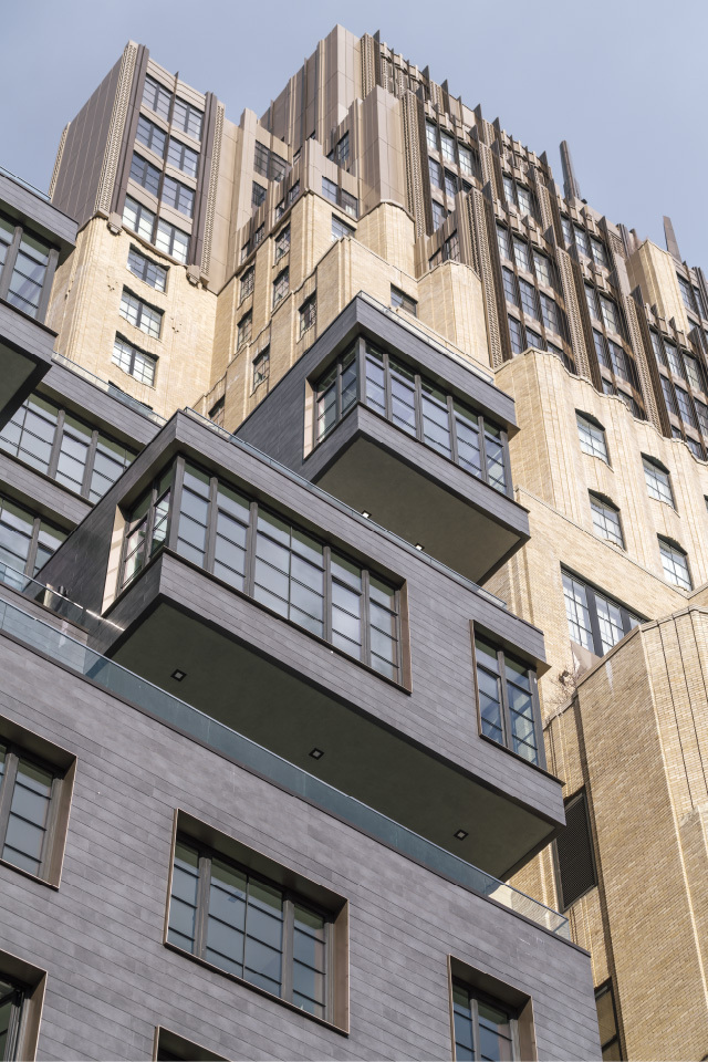 221 West 17 Street Cantilevered masses with porcelain cladding