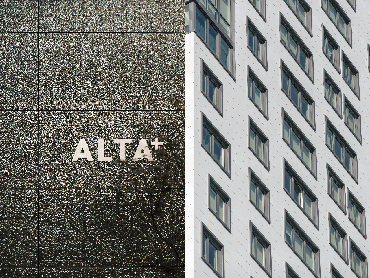 Alta LIC Tower Custom TEXTURED porcelain facade and Modern window trim details at porcelain cladding