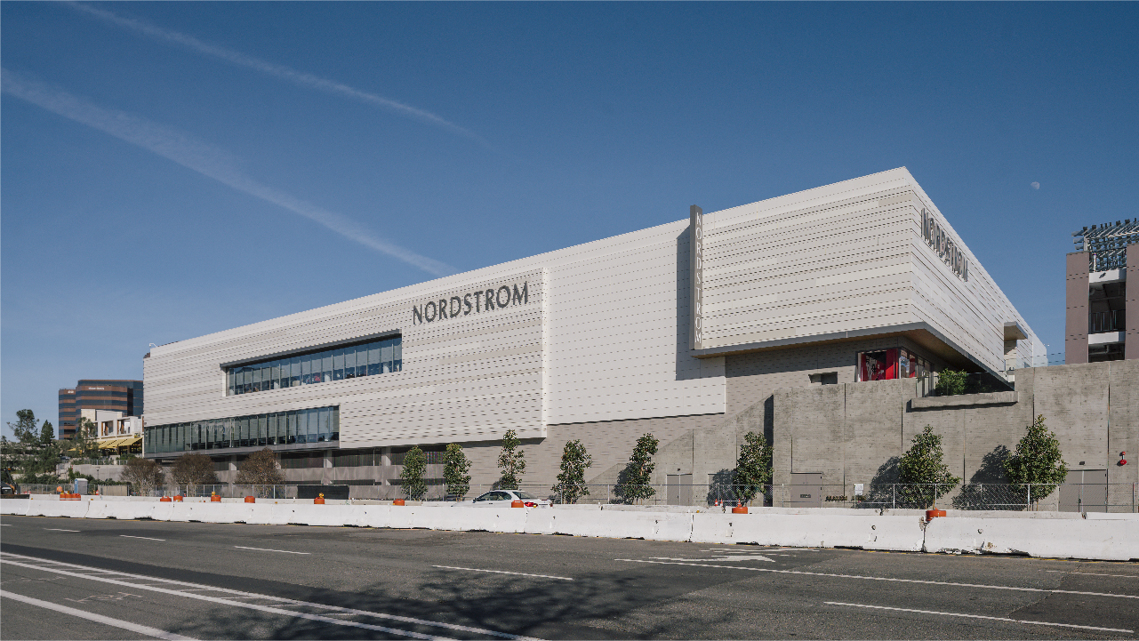 Nordstrom La Joya Facade with Porcelain Cladding seen from the Street