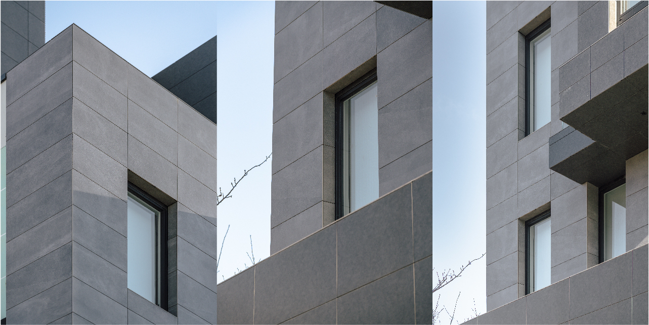 The Nordic Typical porcelain cladding window returns and Porcelain cladding soffit