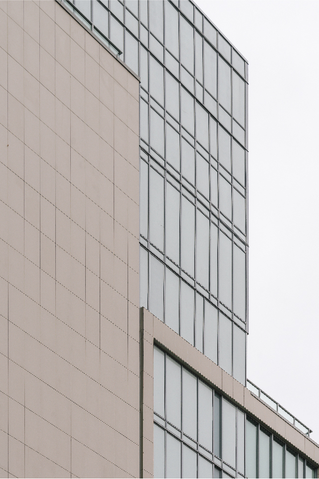 O2 Boutique Condos Detail of Porcelain Cladding next to windows