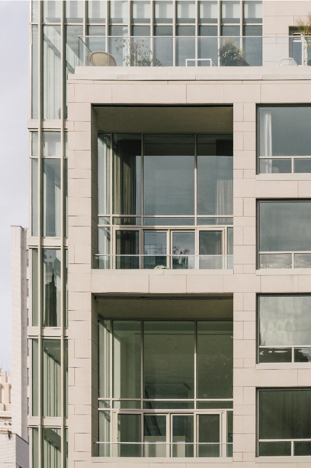 The Clare Porcelain Panel columns with mitered corners