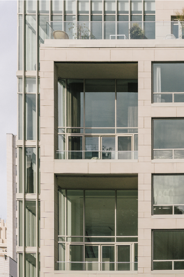 The Clare Porcelain Panel columns with mitered corners